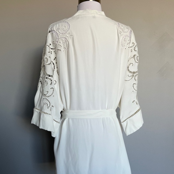 Kobi Halperin Britney Ivory White Duster Belted Kimono Eyelets Jacket XS/S - Picture 8 of 14